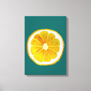 Pop art citrus lemon yellow original canvas print