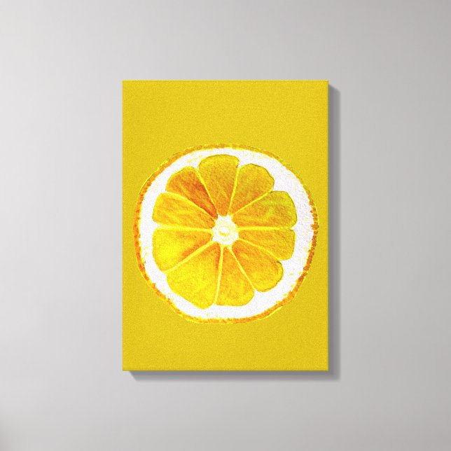 Pop art citrus lemon yellow original canvas print (Front)