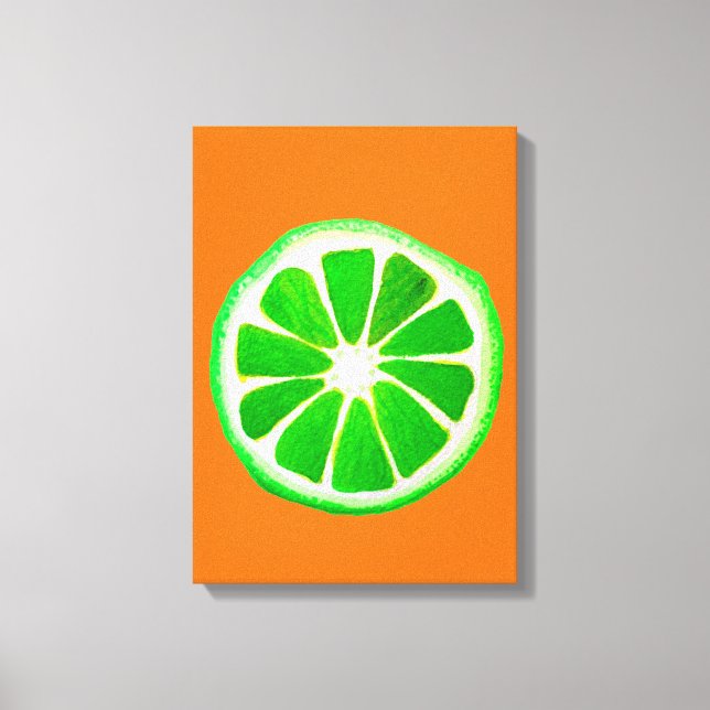 Pop art citrus lime fruit original watercolour canvas print (Front)