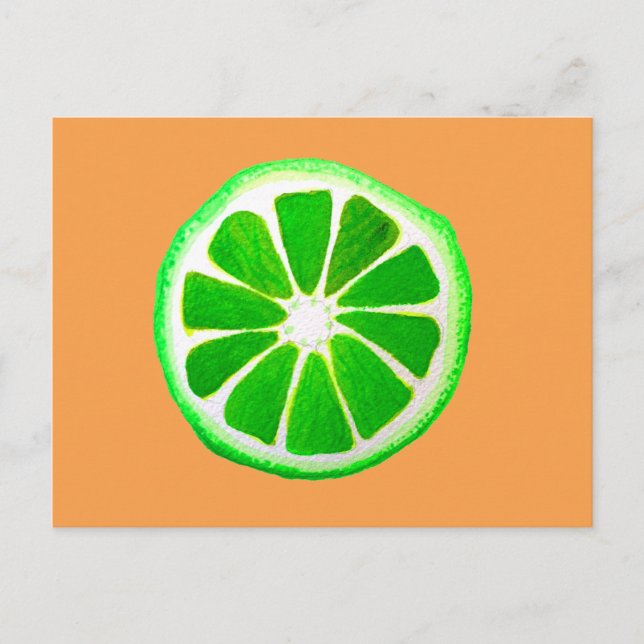 Pop art citrus lime fruit original watercolour postcard (Front)