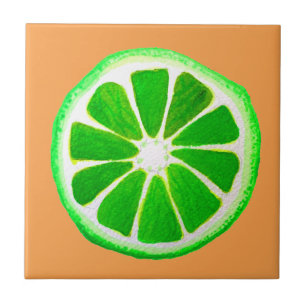 Pop art citrus lime fruit original watercolour tile