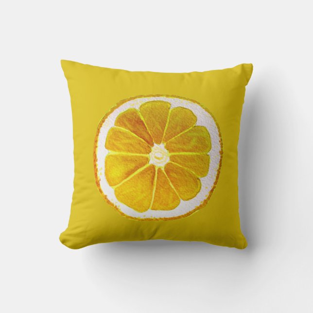 Pop art citrus yellow lemon original  art cushion (Front)