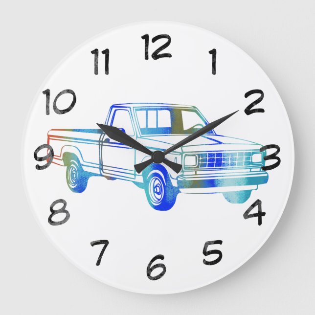 Pop Art Classic Car Large Clock (Front)