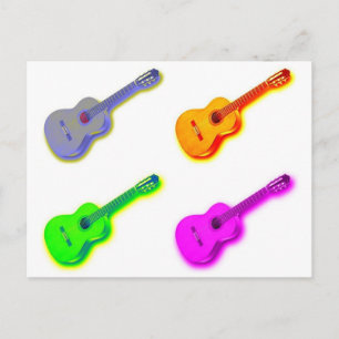 Pop Art Classical Spanish Guitar Postcard