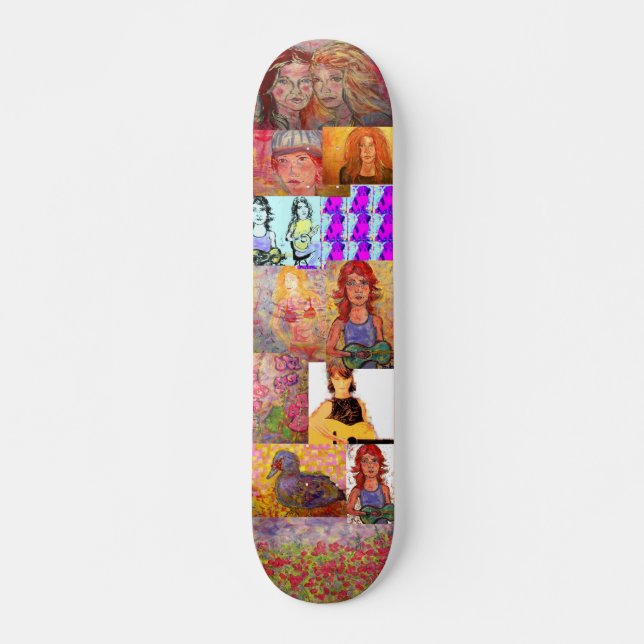 pop art collage(music and portraits) skateboard (Front)