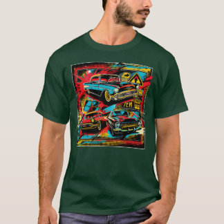 Pop art collage of vintage cars gift friend T-Shirt