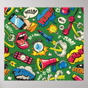 Pop Art: Colorful Comic Seamless Poster