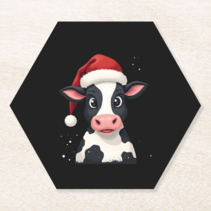 Pop Art Colorful Cow Christmas T-Shirt (2) Paper Coaster