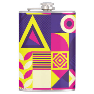Pop art, colorful geometric shapes. hip flask