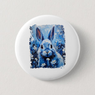 Pop Art Colourful Bunny Rabbit Blue 6 Cm Round Badge