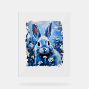Pop Art Colourful Bunny Rabbit Blue Acrylic Sign