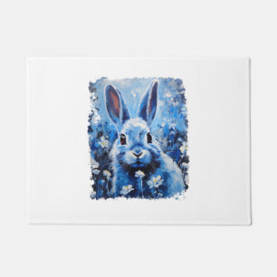 Pop Art Colourful Bunny Rabbit Blue  Doormat