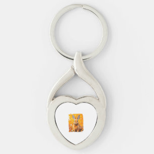 Pop Art Colourful Bunny Rabbit Orange Key Ring