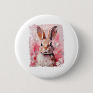 Pop Art Colourful Bunny Rabbit Pink 6 Cm Round Badge
