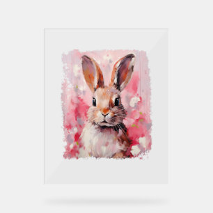 Pop Art Colourful Bunny Rabbit Pink  Acrylic Sign