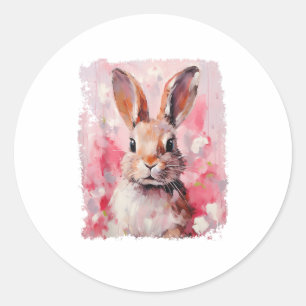 Pop Art Colourful Bunny Rabbit Pink  Classic Round Sticker