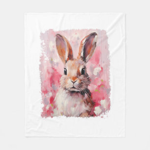 Pop Art Colourful Bunny Rabbit Pink Fleece Blanket