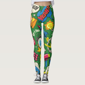 Pop Art: Colourful Comic Seamless Leggings