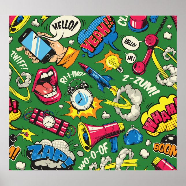 Pop Art: Colourful Comic Seamless Poster (Front)