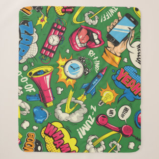 Pop Art: Colourful Comic Seamless Sherpa Blanket
