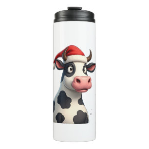 Pop Art Colourful Cow Christmas T-Shirt (1) Thermal Tumbler