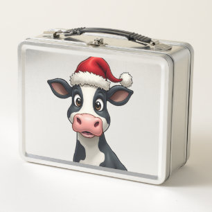 Pop Art Colourful Cow Christmas T-Shirt (2) Metal Lunch Box