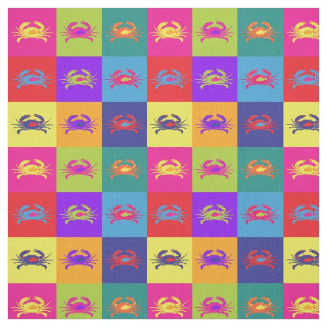 Pop Art Colourful Crab Pattern Fabric (Swatch)