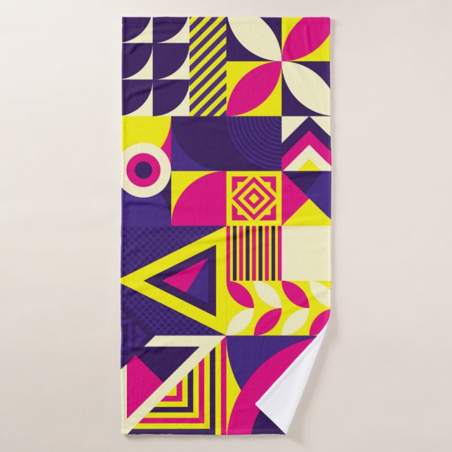 Pop art, colourful geometric shapes. bath towel (Bath Towel)