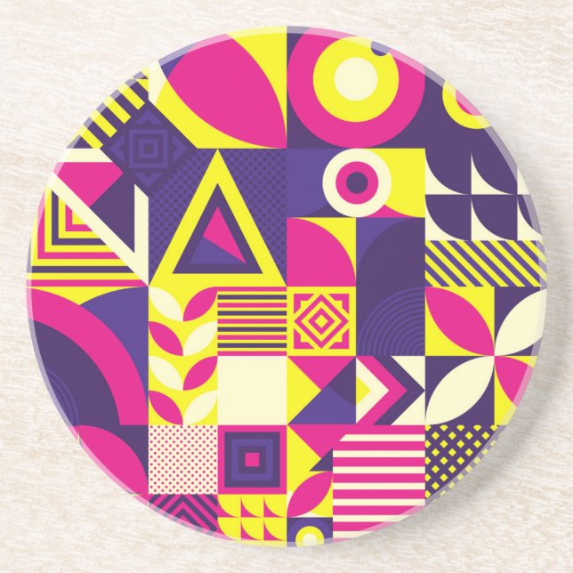 Pop art, colourful geometric shapes. coaster (Front)