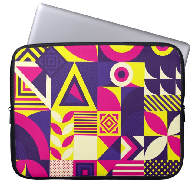 Pop art, colourful geometric shapes. laptop sleeve (Front)