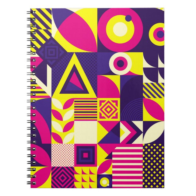 Pop art, colourful geometric shapes. notebook (Front)