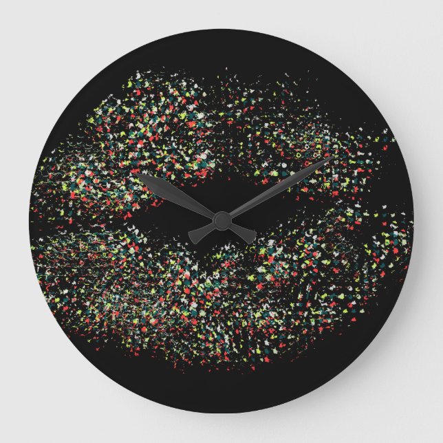 Pop Art Colourful Lips Large Clock (Front)