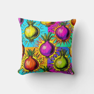Pop Art Colourful Onions Cushion
