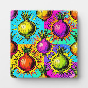Pop Art Colourful Onions Plaque