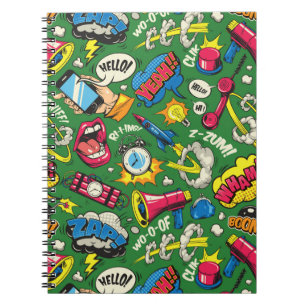 Pop Art Colourful Pattern - Retro Comic Explosion Notebook
