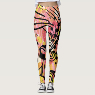 Pop art, colourful vintage lady. leggings