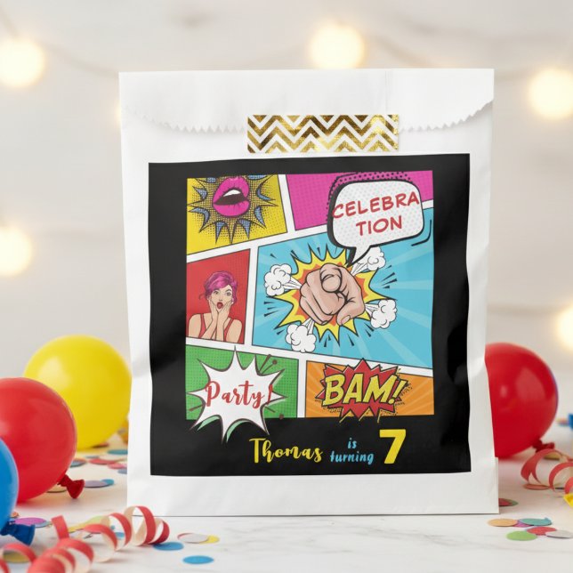 Pop art comic birthday favour bags (Creator Uploaded)