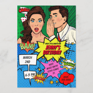 Pop Art Comic Birthday Invitation