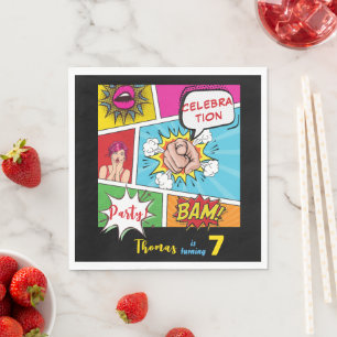Pop art comic birthday napkin