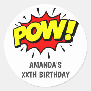 Pop Art Comic Birthday Party Classic Round Sticker