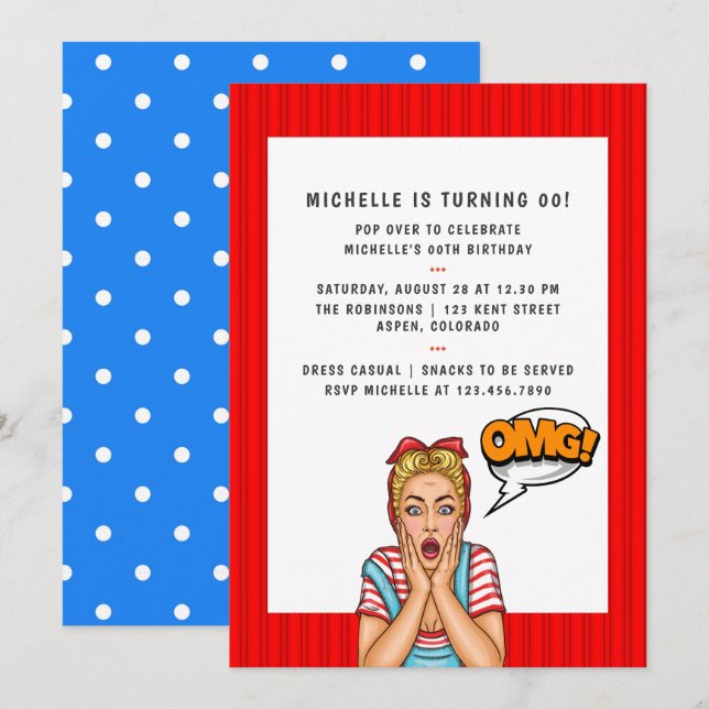 Pop Art Comic Birthday Party Invitation (Front/Back)