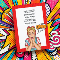 Pop Art Comic Birthday Party Invitation