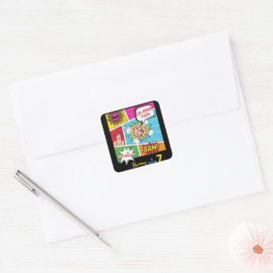 Pop art comic birthday square sticker