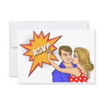 Pop Art Comic Book Cover Wedding Response Card