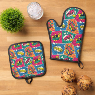 Pop Art Comic Book  Oven Mitt & Pot Holder Set