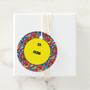 Pop Art Comic Book Panels Favour Tags