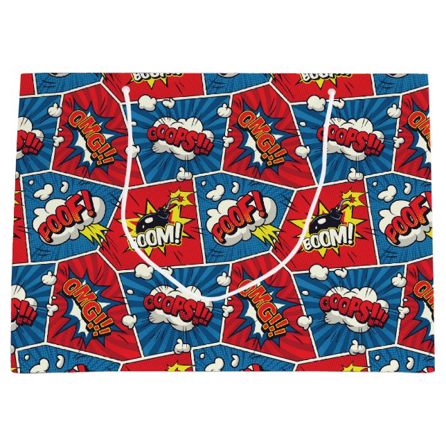 Pop Art Comic Book Panels Large Gift Bag (Front)