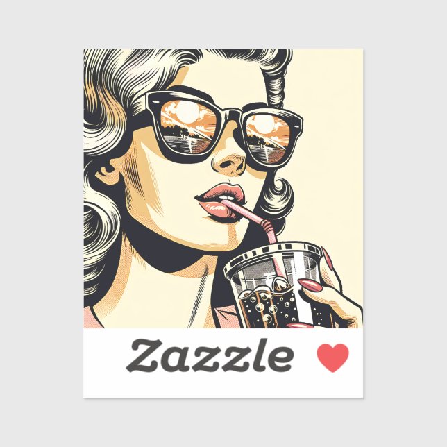 Pop Art Comic Book Pretty Woman Drinking Soda (Sheet)