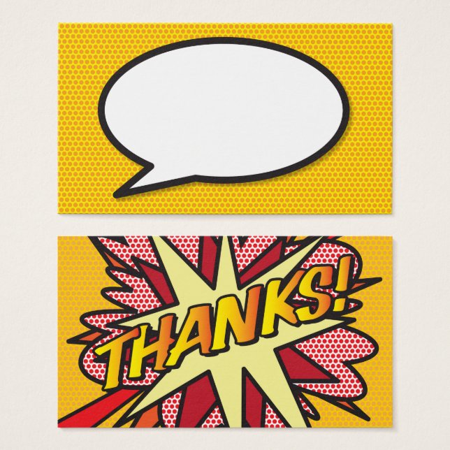 Pop Art Comic Book Speech Bubble Thanks (Front & Back)