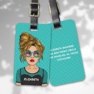Pop Art Comic Girl Travel Luggage Tag